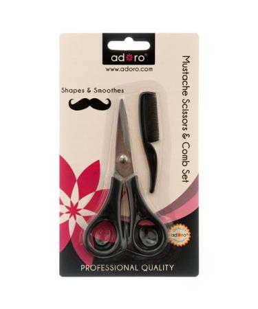 Adoro Mustache & Beard Grooming Scissors & Comb Set - Premium Grooming Tools for Men | International Shipping Available - Buy Online on GoSupps.com