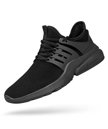 Feetmat Men's Non Slip Gym Sneakers Lightweight Breathable Athletic Running Walking Tennis Shoes 9.5 Black