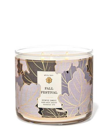 Bath & Body Works White Barn 3-Wick Candle w/Essential Oils - 14.5 oz - 2021 Thanksgiving Day Scents! (Fall Festival)