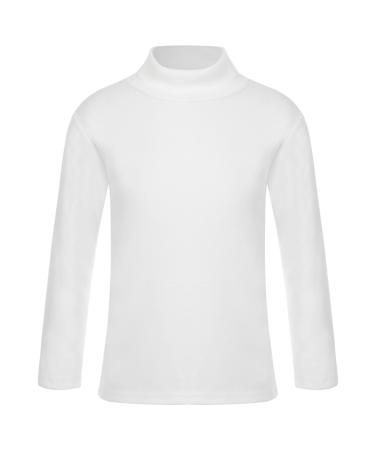 Hansber Kids Boys Girls Thermal Underwear Top Long Sleeve Sweater Turtleneck T-Shirts Winter Base Shirts White 5-6