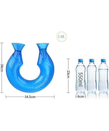 U Neck Hot Water Bottle with Flannel Cover | Washable Heat Pad for Neck Back & Shoulder Pain Relief - Grey Green - Buy Online on GoSupps.com