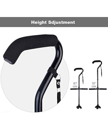 Swan Neck Walking Cane Offset Walking Sticks Double Handle to Help Get up Height Adjustable Collapsible Crutch Mobility Aid for Elderly Men and Women - Buy Online on GoSupps.com