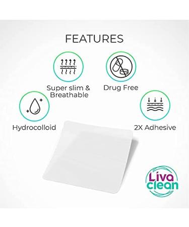 20 CT LivaClean Square Large Hydrocolloid Acne Patches - Big Pimple Patch for Pore Spots, Cystic Pimples & Zits - XL Acne Bandages for Face & Nose - Buy Online on GoSupps.com