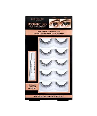 Profusion Cosmetics Iconic 3D Faux Mink Lash Set of 5 With Adhesive Cat Eye Lash Wispies Fluffy False Lashes 5 Pairs Soft Reusable Eyelashes Lightweight Natural Wispies - Buy Online on GoSupps.com
