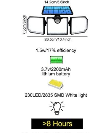 Solar Light Outdoor Solar PIR Motion Sensor Spotlight Waterproof Outdoor Adjustable Angle Lights Garden Wall Light Solar Pathway Lights (Color : A) (A) - Buy Online on GoSupps.com