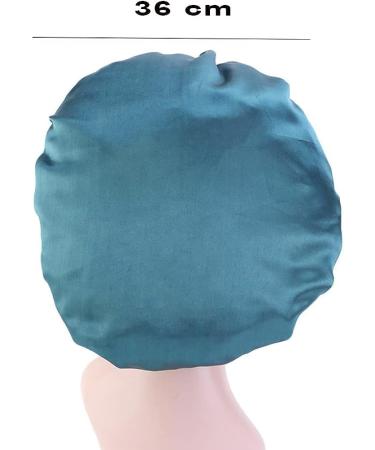 2 Pcs Wide Band Satin Hair Bonnet for Sleeping - Soft Night Sleep Hat for Curly Hair Protection in Blue - Buy Online on GoSupps.com