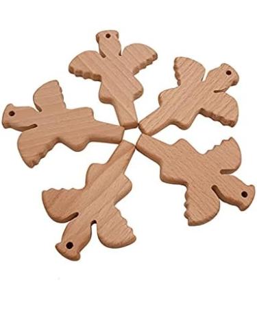 Angel Baby Cartoon Wood Teether Set - Natural Beech Teething Toy (2pcs) - Buy Online on GoSupps.com