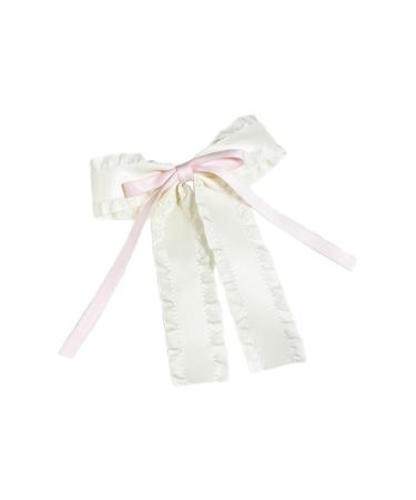 Limtula Pleated Trim Bowknot Shape Hairpin for Teenager Girl Elegances Charm Ribbon Hair Barrettes for Sweet Hair Styling Tool White 6