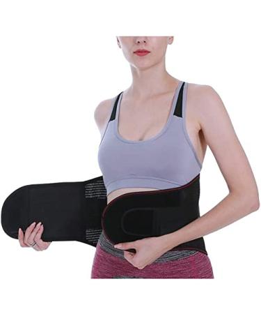 Dual adjustable lumbar support belts breathable mesh inserts pain relief injury prevention belt back band support for waist/belly (S black XXlarge