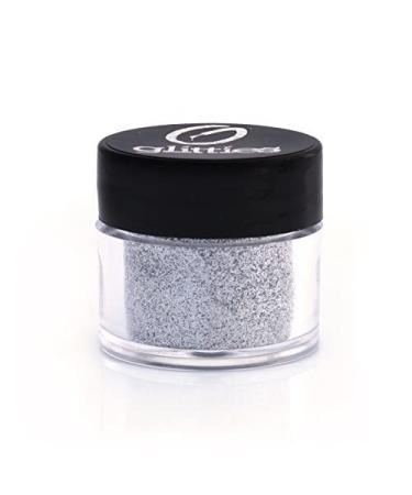 GLITTIES - Brilliant Silver - Cosmetic Grade Extra Fine (.006") Loose Glitter Powder Safe for Skin! Perfect for Makeup, Body Tattoos, Face, Hair, Lips, Soap, Lotion, Nail Art - (10 Gram Jar) 10 Gram Brilliant Silver
