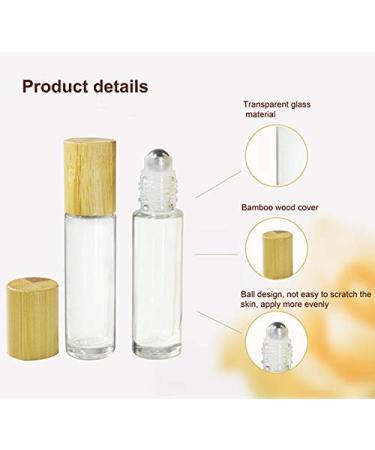 Buy 6 Count 10ml Bamboo Roll-On Bottles for Essential Oils | Clear Glass with Bamboo Lid | Portable Aromatherapy & Perfume Vials - Buy Online on GoSupps.com