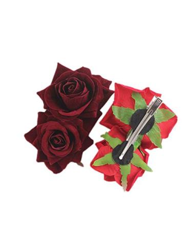 Red Rose Flower Hair Clip Comb - Bridal Wedding Hair Accessory for Girls and Women - Buy Online on GoSupps.com