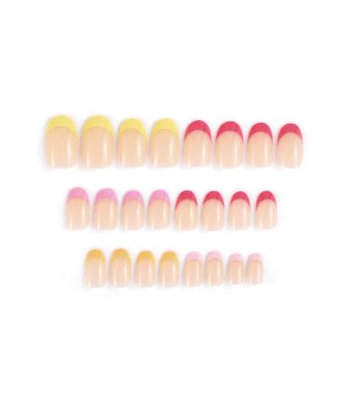 Sethexy Snake Line False Nails - 24 Stunning Abstract Oval Acrylic Nail Tips in Pink for Women & Girls - Easy Press-On Fingernails - Buy Online on GoSupps.com