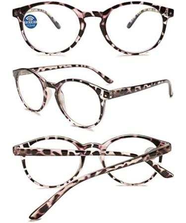 Buy Blue Light Blocking Round Reading Glasses for Women - Leopard Spring Hinges 1.75x - Computer Eye Protection - Buy Online on GoSupps.com
