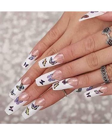 Coffin False Nails Press on Nails French Long Fake Nails Ballerina Acrylic Stick on Nails 24pcs for Women and Girls (Color : Pink Size : O) - Buy Online on GoSupps.com