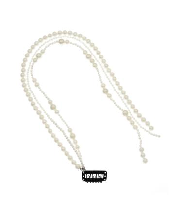 FRCOLOR Pearl Plate Hair Accessories Wedding Hair Accessories Multi Strand Hair Crystal Hair Womens Hair Clips Hair Chains Pearl Clips Wild Bride Pearl (plastic) White Ponytail