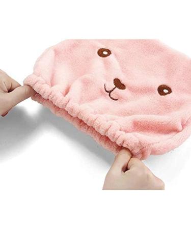 Soft Absorbent Dry Hair Cap | Cute Cartoon Bear Microfiber Towel for Kids & Adults | Quick Drying Pink Head Wrap - Buy Online on GoSupps.com