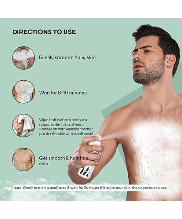 MOUNT_AINOR Hair Removal Cream Spray for Men | Painless & Safe Hair Removal for Chest Back Arms Legs & Underarms | 200ml Certified & Dermatologically Tested - Buy Online on GoSupps.com