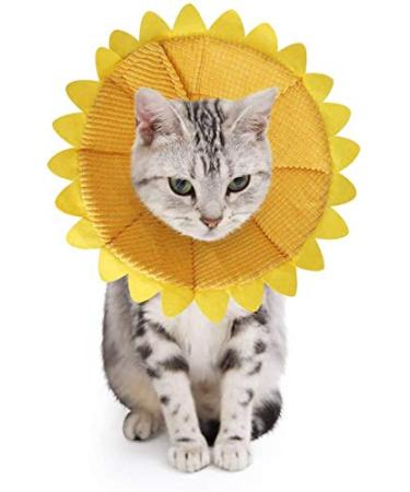 Slson neck crauses for dogs cat comfortably soft recovery protection for pets neck protection pillows and adjustable collar with yellow sunflower pattern (s) - Buy Online on GoSupps.com