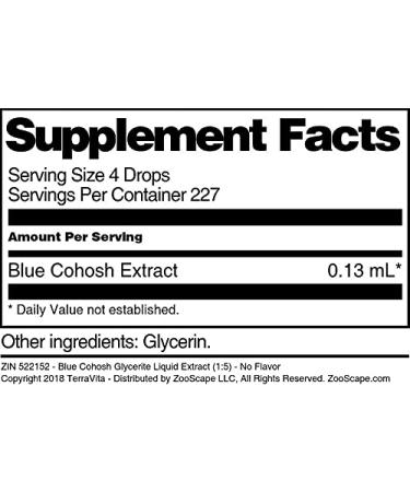 Blue Cohosh Glycerite Liquid Extract (1:5) - No Flavor (1 oz ZIN: 522152) - Buy Online on GoSupps.com