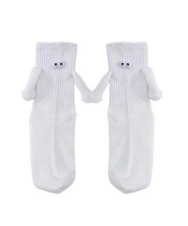 Magnetic Suction 3D Doll Couple Socks Funny Crazy Novelty Socks for Women Men Cute Casual Couple Holding Hands Socks Gifts 1 Pair White