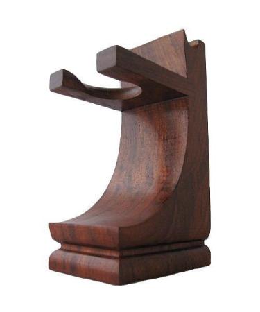 Mission Style Wood Shave Stand for Razor and Brush - Walnut Finish - for Standard Size Shave Brushes (Knots 22mm or Less)