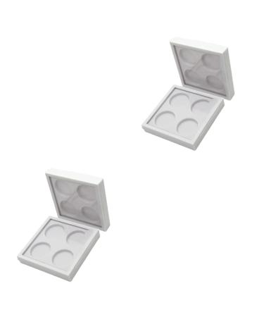 FOMIYES 4 Pcs 4 White Eyeshadow Cosmetic Sample Containers Lipstick Case Eye Shadow Box Make up Empty Box 1 count (Pack of 1) Whitex2pcs