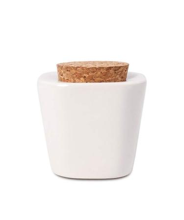 1 piece of porcelain dappen bowl with soft wooden cap nail art acrylic liquid powder dappen DISH nail art tools porcelain cup of porcelain dappen cup cube container bottle holder (white)