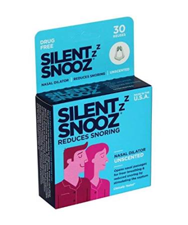 Silent SNOOZ Nasal Dilator Anti Snore Device - Reusable Unscented Nose Vent (30 Uses)