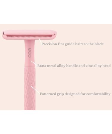 Eco-Friendly Double Edge Safety Razor for Women - Pink Metal Alloy + 5 Blade Refills - Reusable Shaving Solution - Buy Online on GoSupps.com