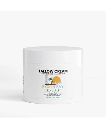 Moisturizing Tallow Cream with Lemongrass & Lavender Grass-Fed Beef Tallow Skin Cream Natural Hydrating Face & Body Moisturizer with Organic Oils Chemical-Free for Dry & Sensitive Skin 2 oz
