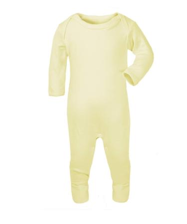 KWC 100% Cotton BABY BOY GIRL Plain Chest Long Sleeve Babygrow Bodysuit Sleepsuit Romper suit Lemon Yellow 0 Months