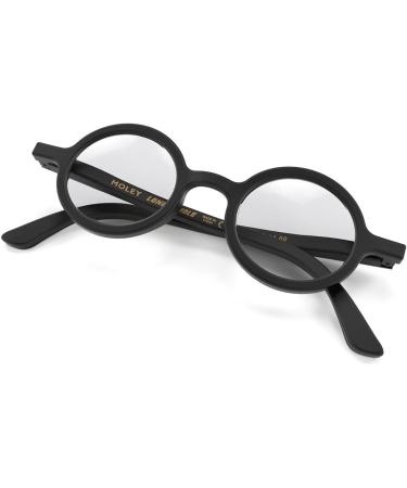 LONDON MOLE Round Reading Glasses 3.0x | Stylish Men's Women's Unisex Readers | Matt Black Frames with Spring Hinges - Buy Online on GoSupps.com
