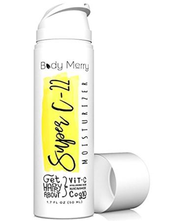 Body Merry Super-C 22 Moisturizer  Vitamin C Facial Cream with Organic Aloe and Hyaluronic Acid - Brightening and Hydrating Anti-Aging Face Lotion for Dark Spots, Lines and Wrinkles, 1.7 fl oz 1.7 Fl Oz (Pack of 1)