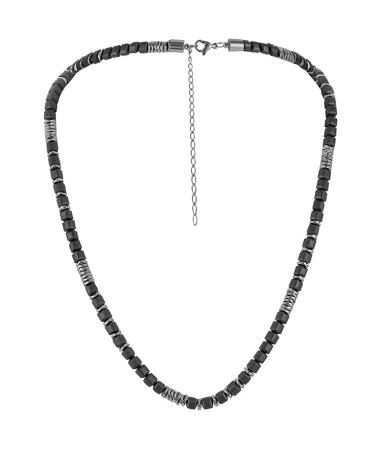 Hodea Hematite Necklace Strong Magnetic Therapy Necklace Precious Gemstone Naturally Reduces Headache Pain - Arthritis in The Neck Shoulder Head Jewelry with Adjustable Chain and Velvet Pouch Square Stone