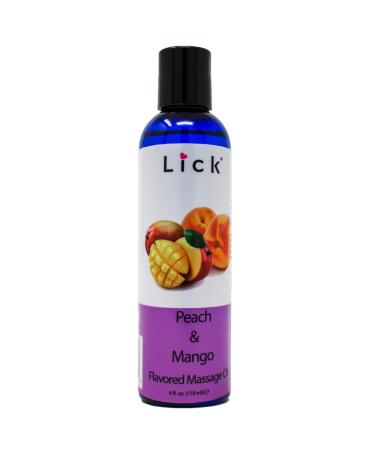 Peaches and Mango Flavored Massage Oil with Vitamin E Vegan Edible Body Massage Oil for Women and Men with Sweet Almond Oil Relaxing and Non Sticky Full Body Massages 4 oz