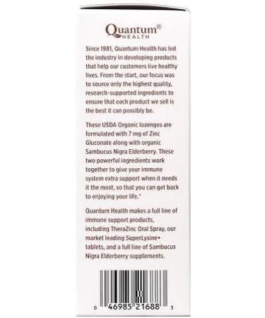 Quantum Health TheraZinc USDA Organic Zinc Lozenges Eldertry Raspberry Immune Support Formulated with Zinc Gluconate Fast Relief No Aftertaste 25 Count - Pack of 1 - Buy Online on GoSupps.com