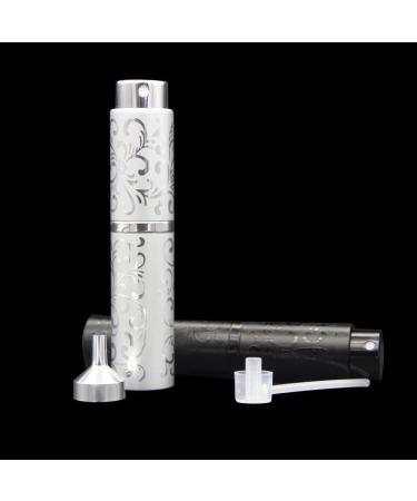 2-Piece 10ml Portable Atomizer Sprayer Set for Perfume | Refillable Fine Mist Spray Bottles | Travel-Friendly Perfume Atomizer Kit with Funnel | Silver & Black - Buy Online on GoSupps.com