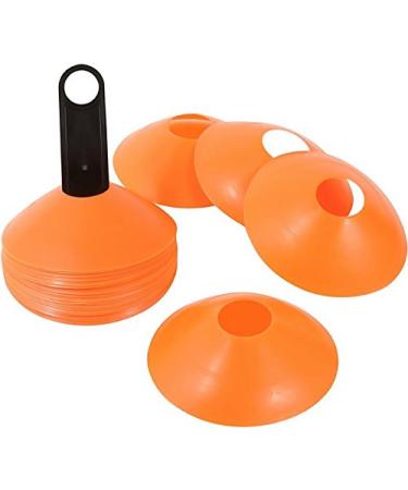 Plastic Disc Cone Sports Training Gear with Carrier, Pack of 24 (Orange, 2-Inch)