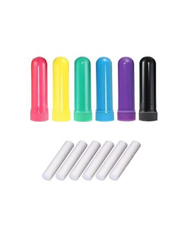 HLLMX 6 PCS Essential Oil Inhaler Tubes Set Essential Oil Inhaler Essential Oil Aromatherapy Inhaler Tubes Refillable Nasal Inhaler Blanks with Cotton Wick for Congestion Stuffy Nose