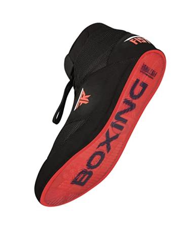 FISTRAGE Leather Kick Boxing Shoes Fighting Sports Master Training Mesh Unisex Pro Men's and Youth Genuine Boot Light Weight | Black Color Boxing Shoes for Adults 10.5 Women/9 Men Black Low-top