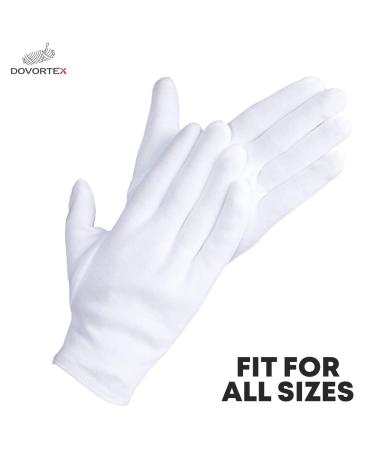 Buy Dovortex White Cotton Gloves - Ideal for Eczema Dry Hands & Moisturizing | 2 Pairs for Coin & Inspection Use - Ships Internationally - Buy Online on GoSupps.com