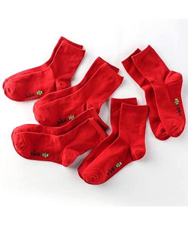 Chinese New Year Red Socks Embroidered Women's Cotton Socks Sports Socks New Year s Zodiac Socks with Gift Boxes 5 PCS (Color : RED Size : 34-39) 34-39 Red
