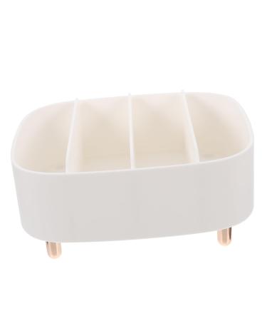 Housoutil Box Makeup Storage Box Eyeshadow Makeup Organizer Makeup Countertop Organizer Bracket Cosmetic 20.6X20X8.6CM White