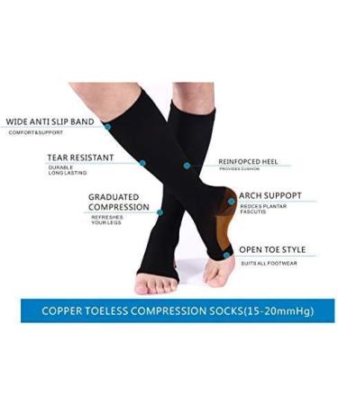 3 Pairs Open Toe Compression Socks (15-20mmHg) for Men & Women - Toeless Support Stockings (Black L/XL) - International Shipping Available - Buy Online on GoSupps.com