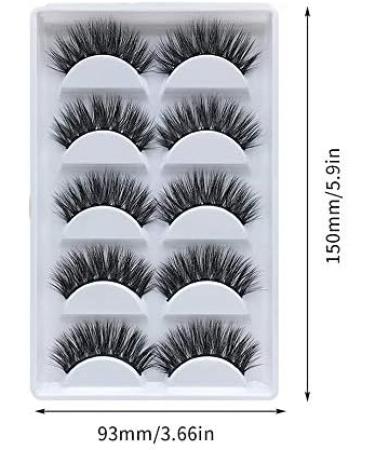 5 Pairs 3D False Eyelashes Faux Mink Fake Eyelashes Handmade Thick Nature Fluffy Long Lashes Reusable for Makeup - Buy Online on GoSupps.com