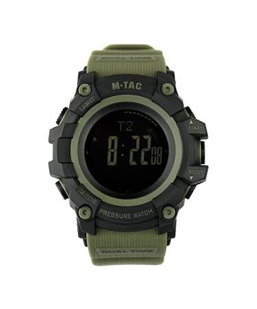 M-Tac Adventure Digital Watch for Men - Rugged Tactical Style with Multi Functional LED Display - Outdoor 3 ATM Water Resistant Black/Olive