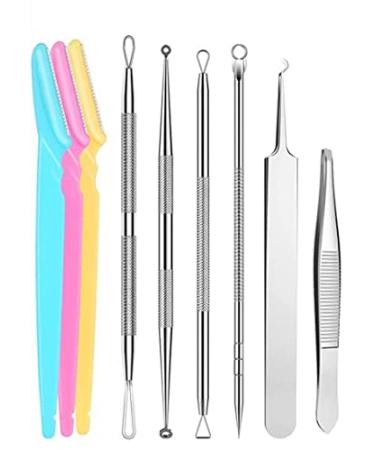 Blackhead Remover Tool FeiMar Pimple Extractor Kit 9 Pcs Profassional Comedone Extractor Tool with Face Razor Women Suitable as Pimple Acne Blemish Whitehead Remover