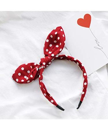 Huachi Red Polka Dot Bow Headband with Bunny Ears | Cute Turban Hair Hoop for Girls and Women | Vintage Hair Accessory - Buy Online on GoSupps.com