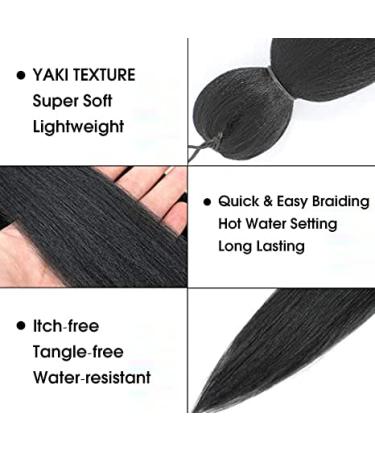 Pre-Stretched 36 Braiding Hair Extensions - 8 Packs Synthetic Crochet Braids (1B) - Soft Yaki Texture - Buy Online on GoSupps.com